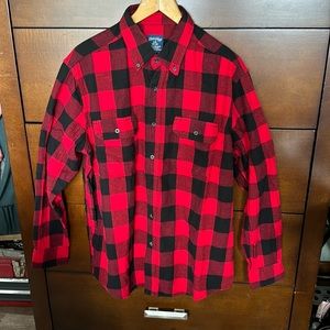 Flannel Red & Black Plaid Long Sleeve Shirt by Faded Glory Size Large